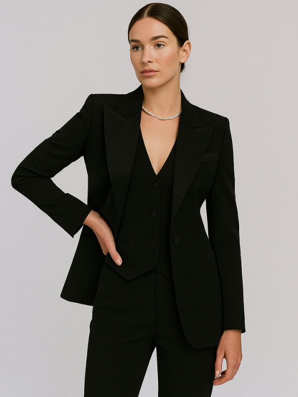 Damen Anzug Set Elegant 3-teilig mit Blazer, Weste und Slim Fit Hosen für Formelle Anlässe 0