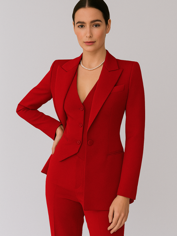 Damen Anzug Set Elegant 3-teilig mit Blazer, Weste und Slim Fit Hosen für Formelle Anlässe 2