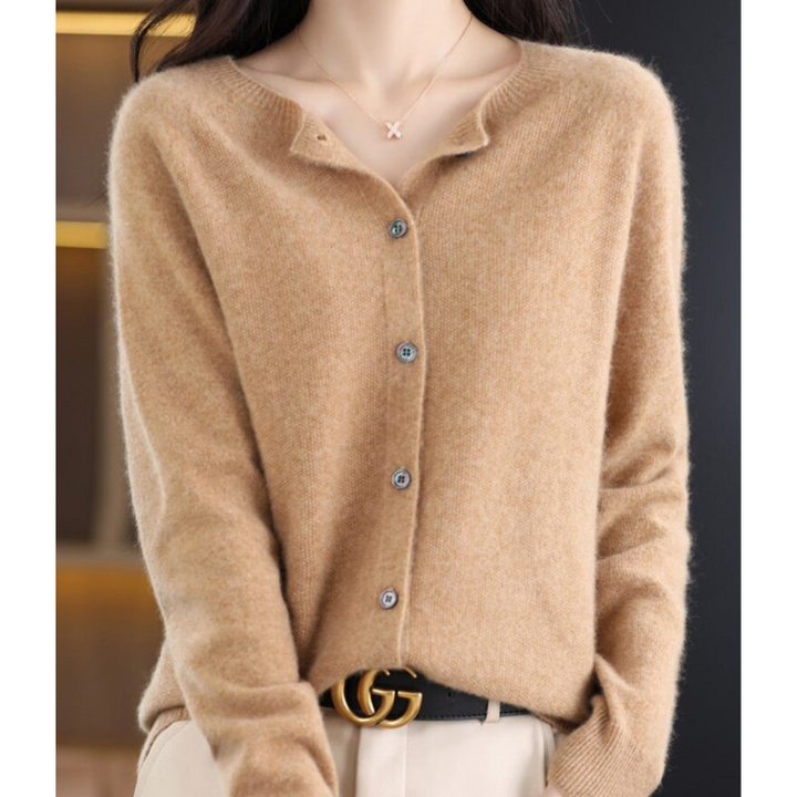 Damen Cardigan aus 100% Merino-Wolle – O-Hals Design, Atmungsaktiv, Bequem für jede Saison, Erhältlich in verschiedenen Größen und Farben 14
