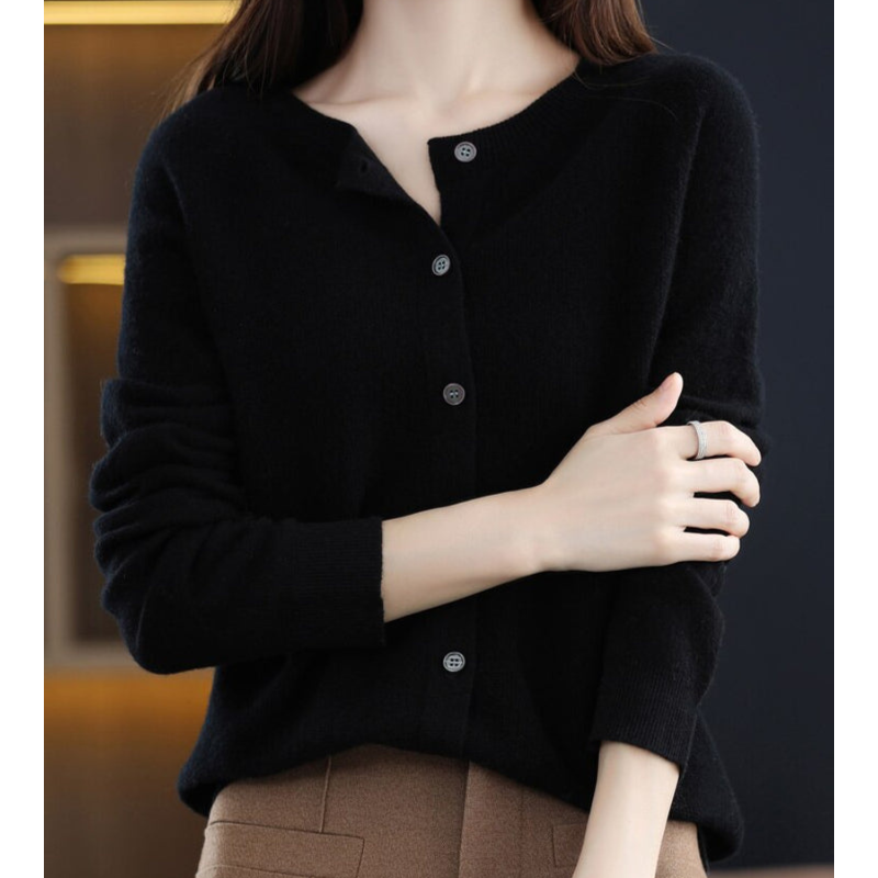 Damen Cardigan aus 100% Merino-Wolle – O-Hals Design, Atmungsaktiv, Bequem für jede Saison, Erhältlich in verschiedenen Größen und Farben 5