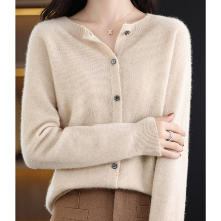 Damen Cardigan aus 100% Merino-Wolle – O-Hals Design, Atmungsaktiv, Bequem für jede Saison, Erhältlich in verschiedenen Größen und Farben 7