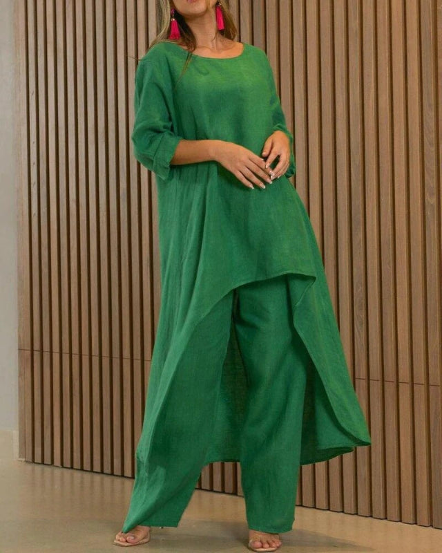 Damen Freizeitset mit Luftigem Top und High-Waist-Hose – Atmungsaktiv und Bequem für den Sommer 1