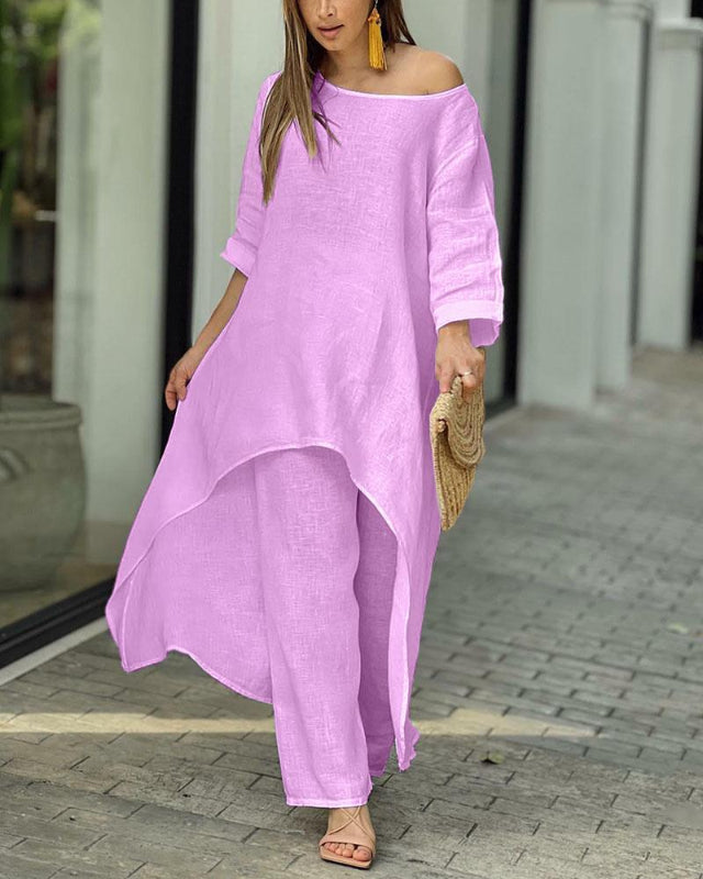 Damen Freizeitset mit Luftigem Top und High-Waist-Hose – Atmungsaktiv und Bequem für den Sommer 3
