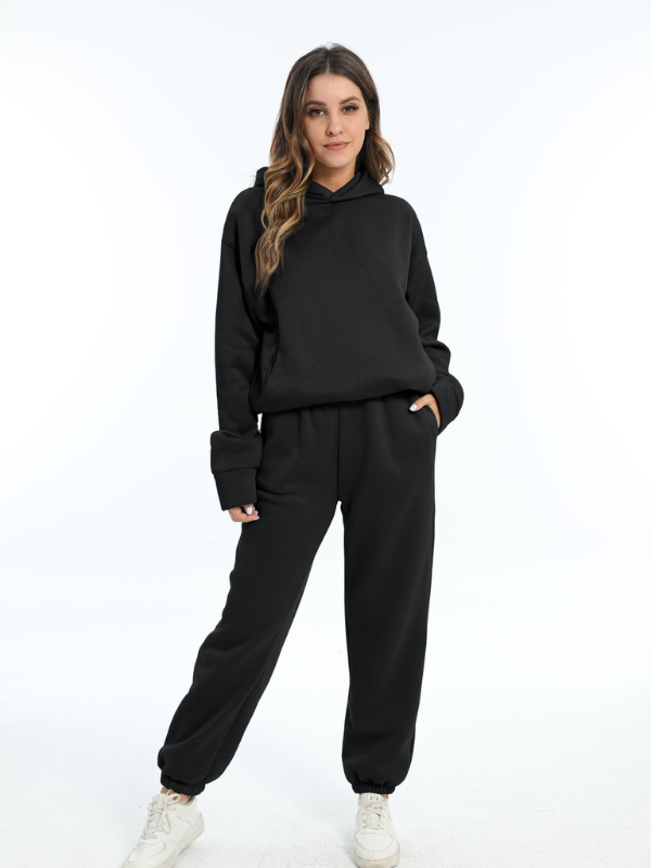 Damen Sportbekleidung Set - Kapuzen-Sweatshirt und Sporthosen für Freizeit und Fitness 1