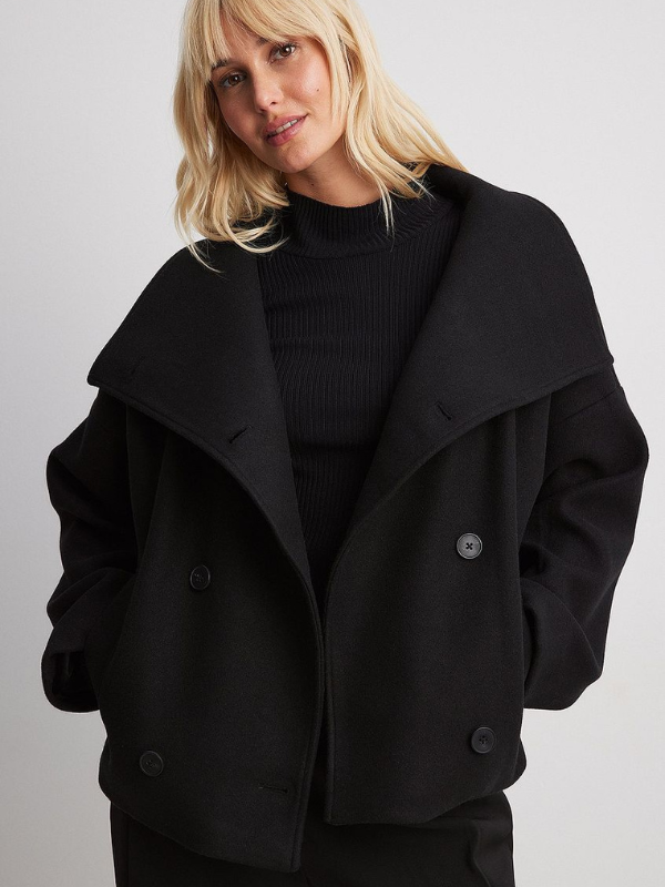 Damenjacke mit Doppelverschluss und Schalkragen für Herbst und Winter 0