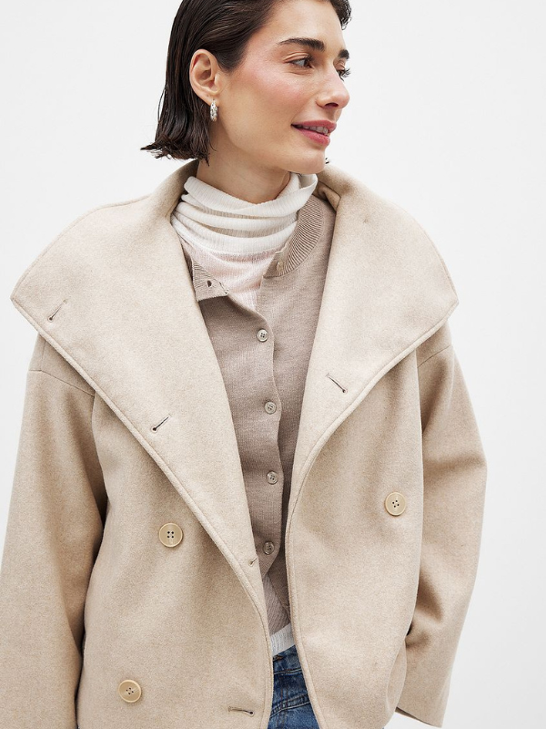 Damenjacke mit Doppelverschluss und Schalkragen für Herbst und Winter 8