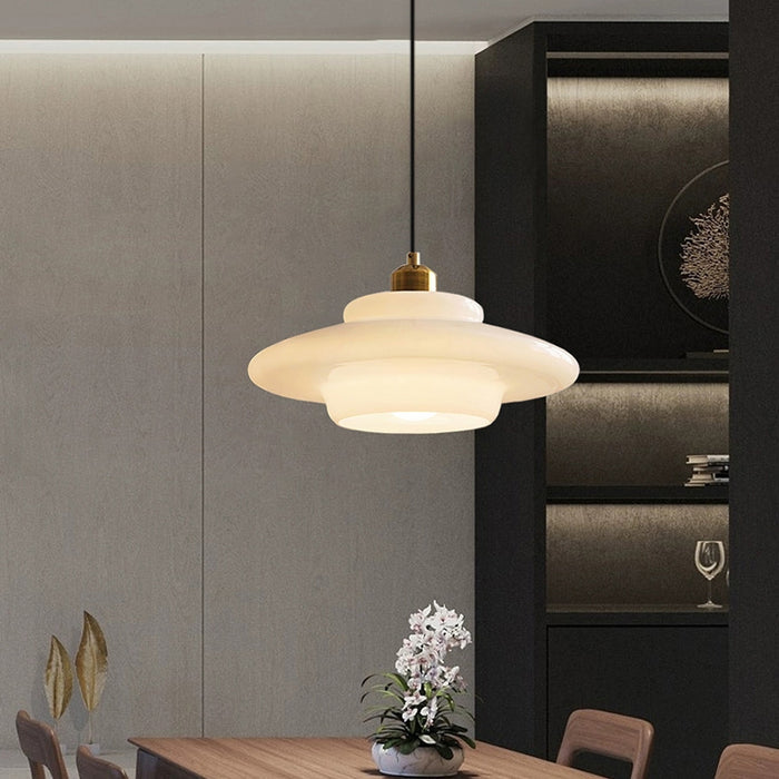 Elegante Pendelleuchte aus Milchglas mit verstellbarer Aufhängung – Hängelampe für Esstisch in verschiedenen Größen 5