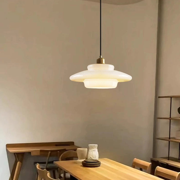 Elegante Pendelleuchte aus Milchglas mit verstellbarer Aufhängung – Hängelampe für Esstisch in verschiedenen Größen 6