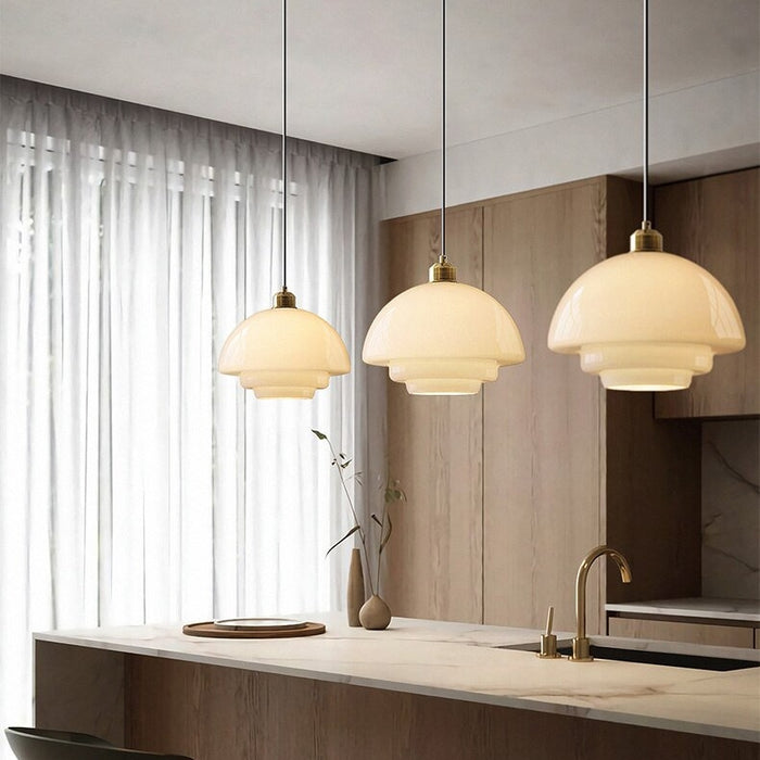 Elegante Pendelleuchte aus Milchglas mit verstellbarer Aufhängung – Hängelampe für Esstisch in verschiedenen Größen 9
