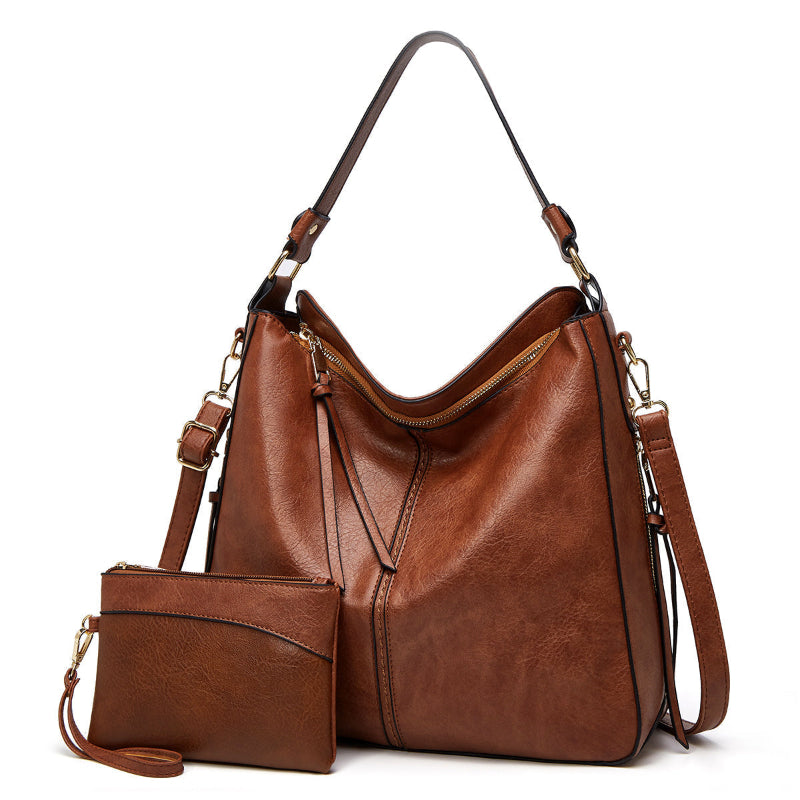 Elegante Schwarze Ledertasche Damen – Klassische Lederhandtasche mit Abnehmbarem Schulterriemen und Optimaler Größe 1