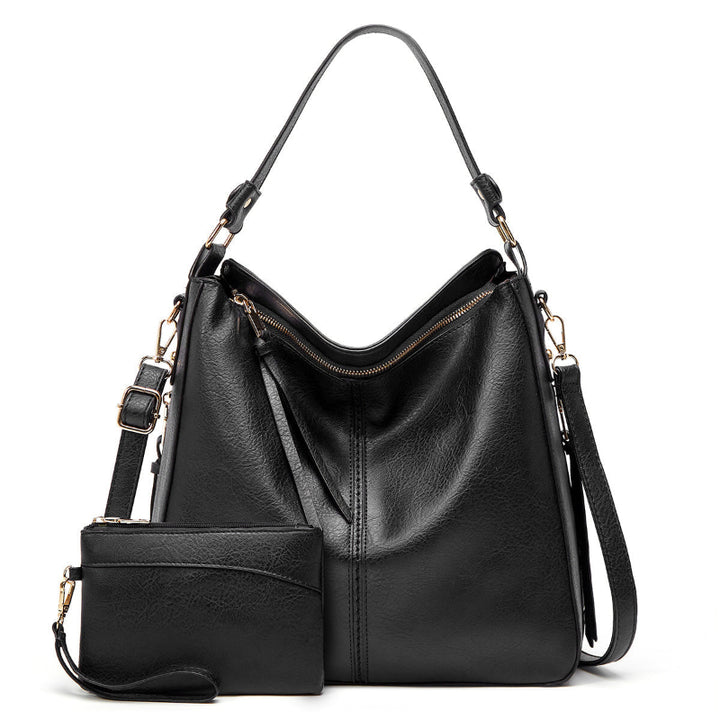 Elegante Schwarze Ledertasche Damen – Klassische Lederhandtasche mit Abnehmbarem Schulterriemen und Optimaler Größe 11