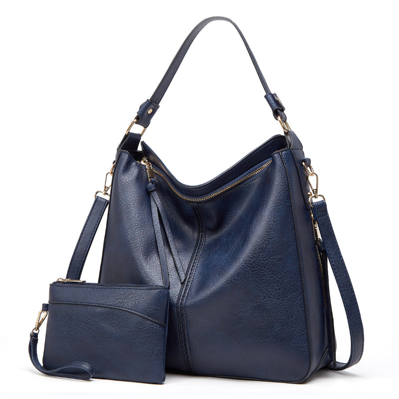 Elegante Schwarze Ledertasche Damen – Klassische Lederhandtasche mit Abnehmbarem Schulterriemen und Optimaler Größe 13