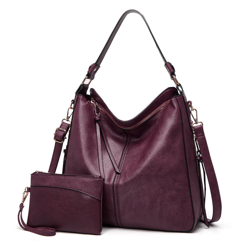 Elegante Schwarze Ledertasche Damen – Klassische Lederhandtasche mit Abnehmbarem Schulterriemen und Optimaler Größe 14