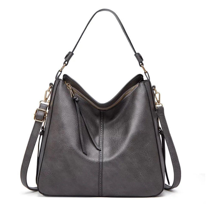 Elegante Schwarze Ledertasche Damen – Klassische Lederhandtasche mit Abnehmbarem Schulterriemen und Optimaler Größe 4