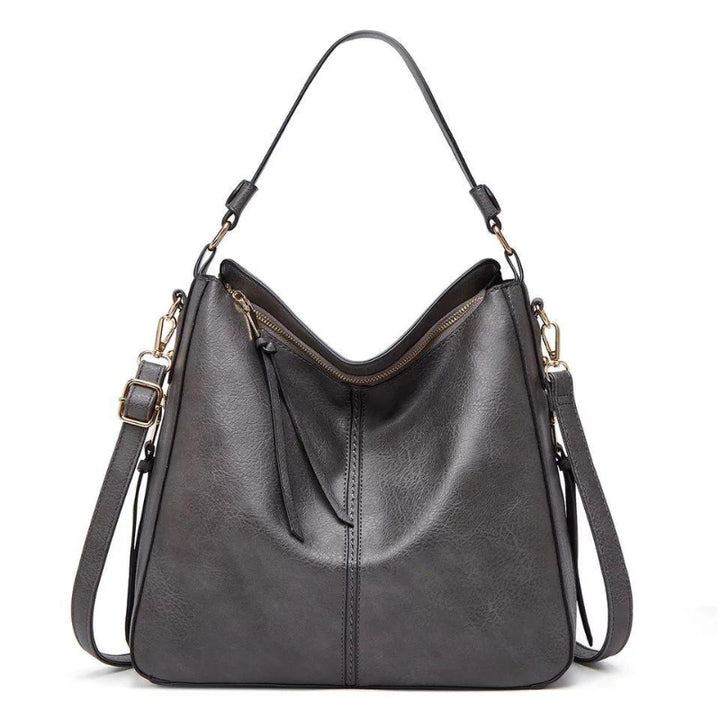 Elegante Schwarze Ledertasche Damen – Klassische Lederhandtasche mit Abnehmbarem Schulterriemen und Optimaler Größe 4