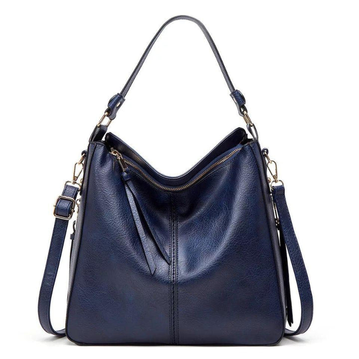 Elegante Schwarze Ledertasche Damen – Klassische Lederhandtasche mit Abnehmbarem Schulterriemen und Optimaler Größe 5