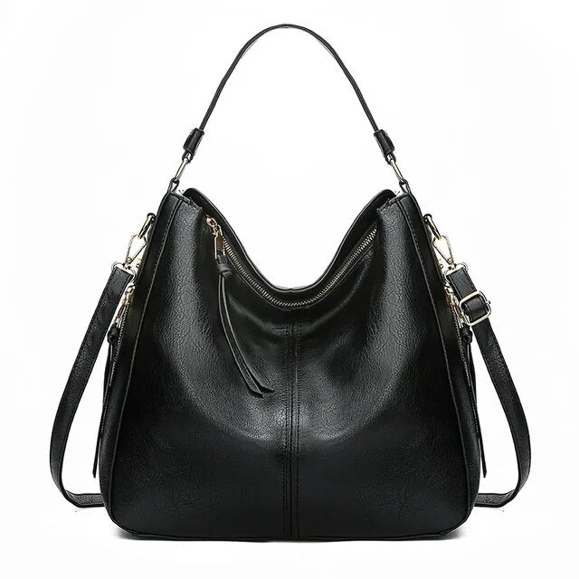Elegante Schwarze Ledertasche Damen – Klassische Lederhandtasche mit Abnehmbarem Schulterriemen und Optimaler Größe 9