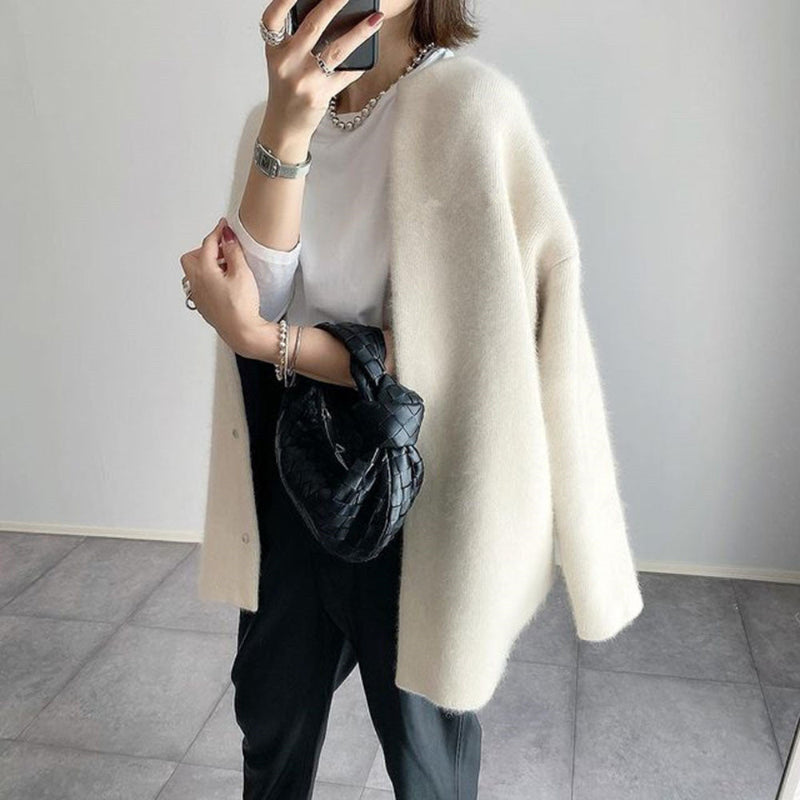 Elegante Strickjacke Damen – Bequemer Cardigan mit Taschen und Rundhalsausschnitt aus hochwertigem Acryl, Lockerer Schnitt, Verschiedene Farben und Größen 1