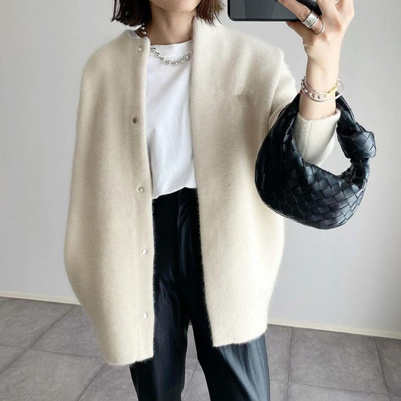 Elegante Strickjacke Damen – Bequemer Cardigan mit Taschen und Rundhalsausschnitt aus hochwertigem Acryl, Lockerer Schnitt, Verschiedene Farben und Größen 3