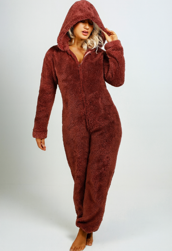 Elegante dames fleece-overall met capuchon