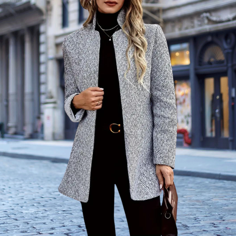 Eleganter Blazer Damen Schwarz mit Knopfleiste – Vielseitiger Kurzblazer für Büro und Freizeit 0