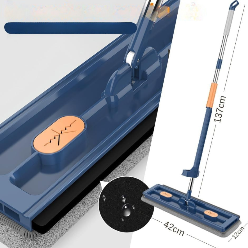 Vlakmop met 360° draaibare kop en wasbare microvezelpads