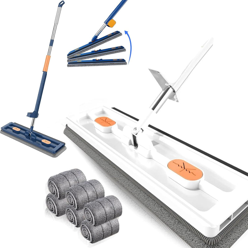 Ergonomic Flat Mop with 360° Rotating Head, 54-Inch Stainless Steel Handle, 4 Washable Microfiber Cloths for All Surfaces 8