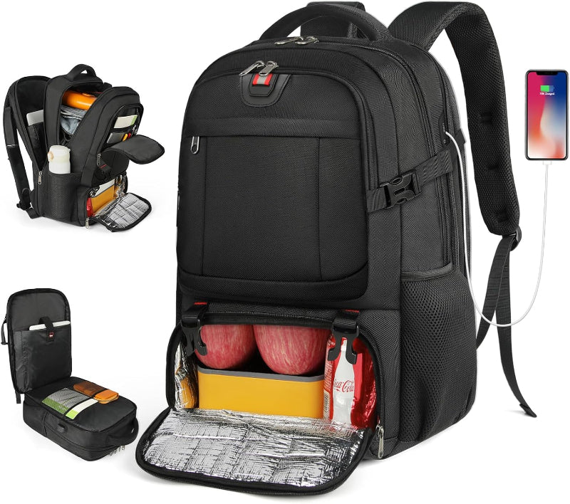 Extra-großer Reiserucksack mit Laptopfach, USB-Ladeanschluss und isoliertem Fach – Ideal für Reisen, Studium und Beruf 0