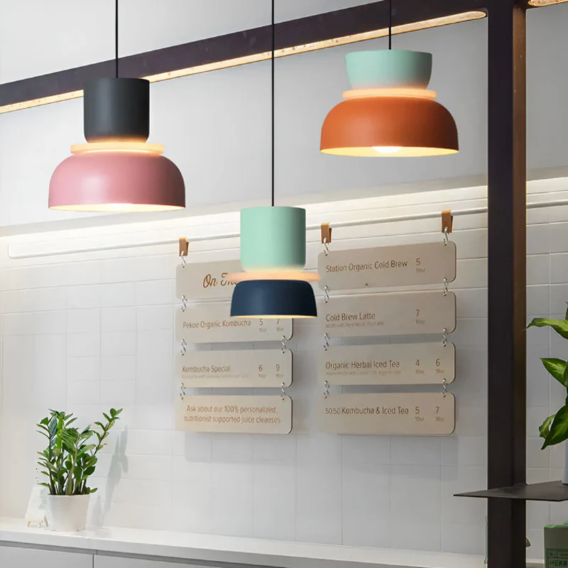 Farbenfrohe LED-Pendelleuchte aus Glas für Esstisch und Wohnzimmer – Modernes Design, energieeffizient, verschiedene Größen 9