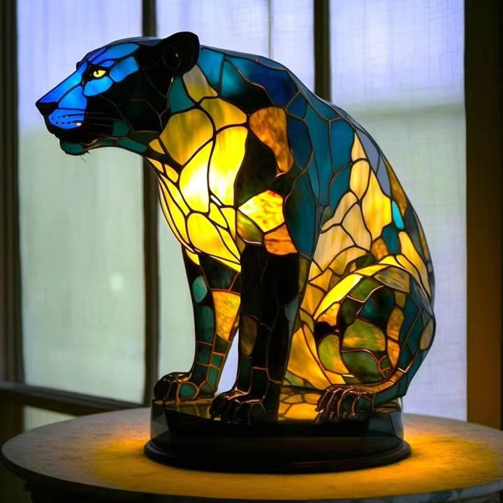 Farbenfrohe Tischlampe aus Glas – Kompakte Nachttischlampe mit Beruhigendem Licht für Stilvolles Ambiente – 17 x 17 cm 0