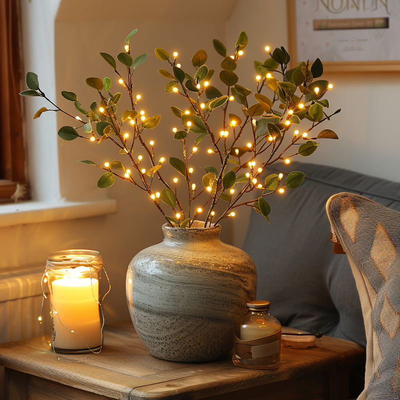 Feenlicht-Olivenzweig mit 120 LEDs – Warmweißes Licht für Dekoration, 70 cm, Natürliche Optik für Gemütliches Ambiente 4