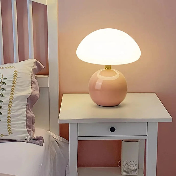 Französische Creme Tischlampe mit LED-Beleuchtung – Einstellbare Farben, Keramik, Durchmesser 20 cm, Höhe 22 cm 3