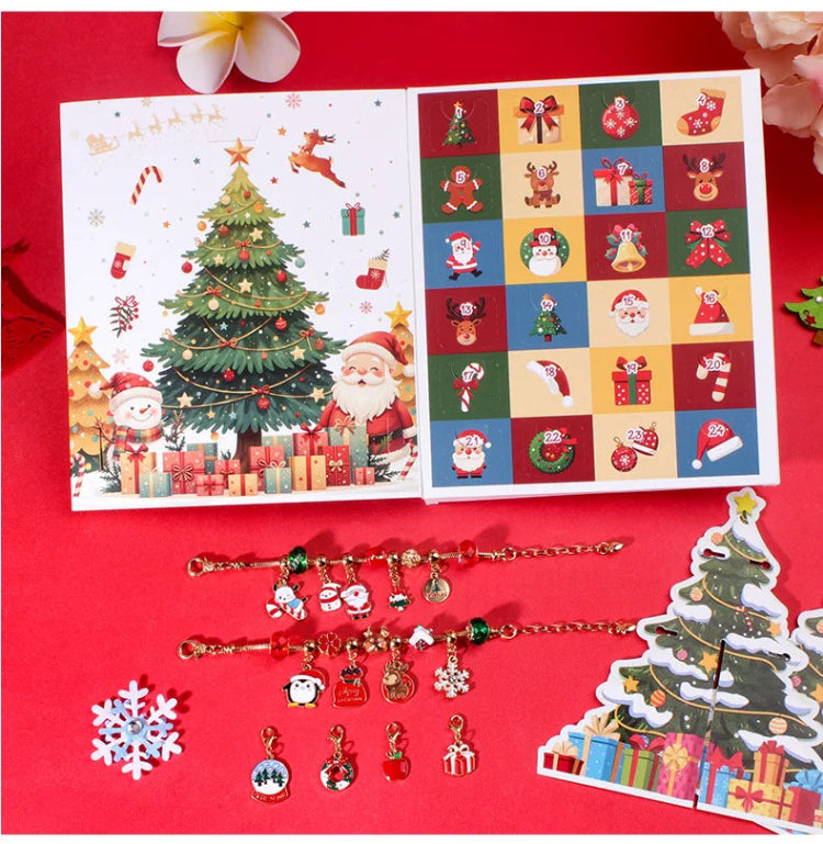 Girls' Advent Calendar Gift Box with Light String and DIY Bracelet for Christmas Countdown 3