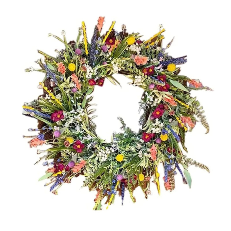 Handcrafted Living Door Wreath with Vibrant Floral Display for Home Decor 0