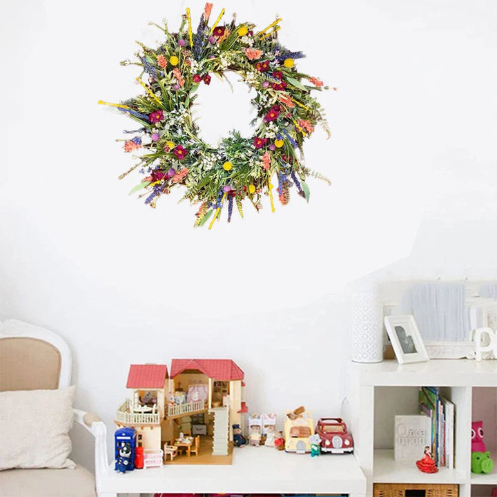 Handcrafted Living Door Wreath with Vibrant Floral Display for Home Decor 4