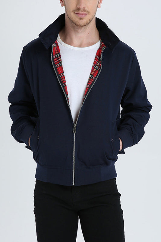 Harrington Jacke Herren mit Maßgeschneiderten Schulternähten – Stilvolle Jacke mit Faltkragen und Praktischen Vordertaschen, Verschiedene Farben verfügbar 0
