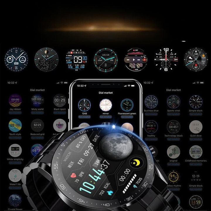 Herren-Sportuhr mit Gesundheitsüberwachung, 24-Stunden-Herzfrequenzmessung, wasserabweisend, Bluetooth-Anrufe, 1,45-Zoll-Bildschirm, 5 Zifferblätter