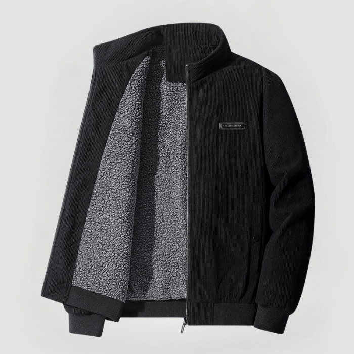 Herren Cordjacke mit Durchgehendem Reißverschluss und Geripptem Saum 2