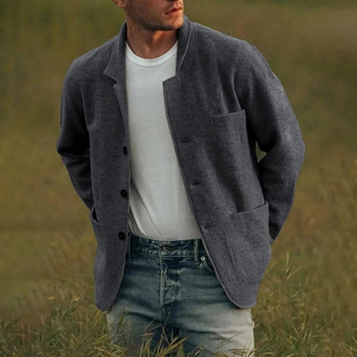 Herren Freizeitblazer mit Frontknöpfen und Aufgesetzten Taschen 3