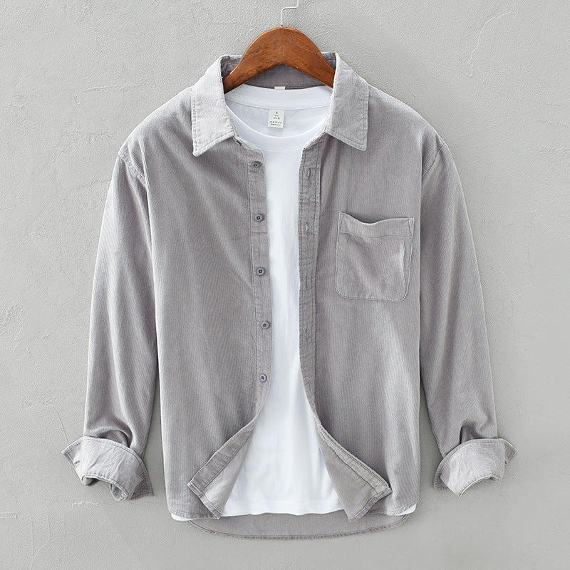 Herren Retro Cordhemd aus hochwertigem Cordstoff – Langarm Hemd für jeden Anlass 0