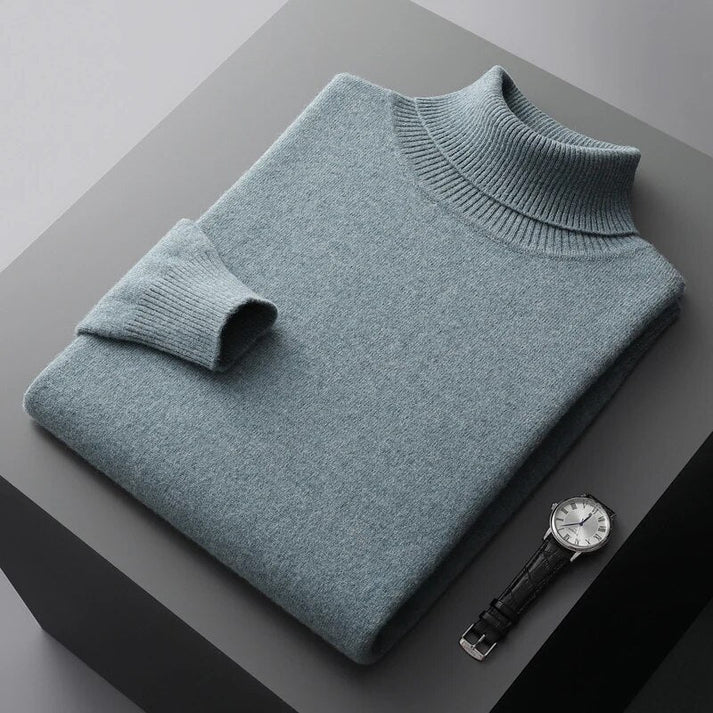 Herren Rollkragenpullover aus Kaschmir – Elegantes Design, 100% Cashmere, Regular Fit, Langarm, Pflegeleicht, Schwarz/Grau/Blau/Beige 1