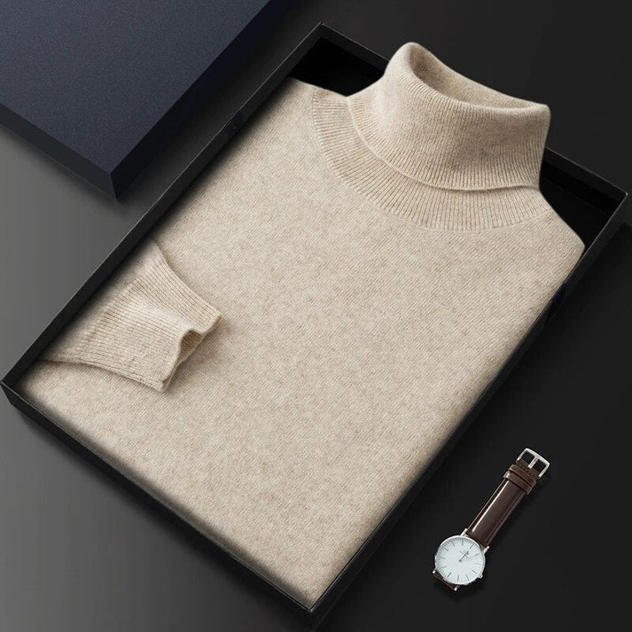 Herren Rollkragenpullover aus Kaschmir – Elegantes Design, 100% Cashmere, Regular Fit, Langarm, Pflegeleicht, Schwarz/Grau/Blau/Beige 4