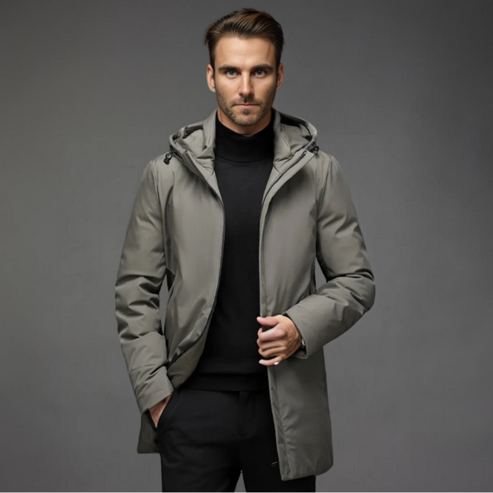Herren Winterparka mit Kapuze, Gestepptem Futter und Frontreißverschluss 0