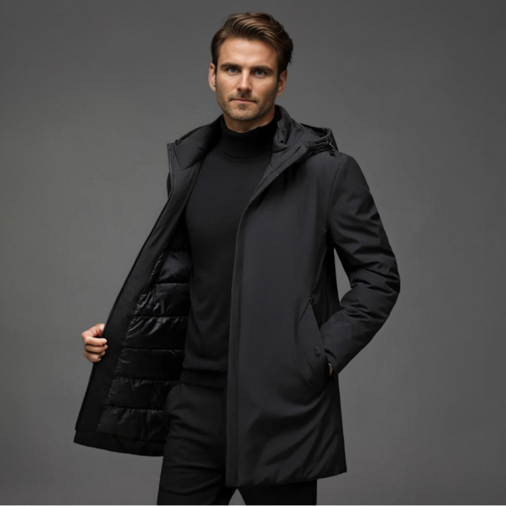 Herren Winterparka mit Kapuze, Gestepptem Futter und Frontreißverschluss 2
