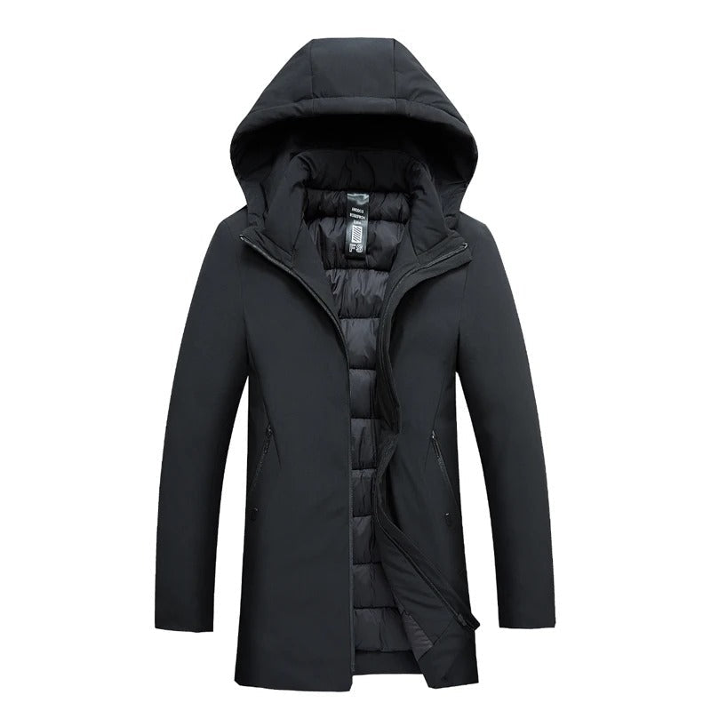 Herren Winterparka mit Kapuze, Gestepptem Futter und Frontreißverschluss 3
