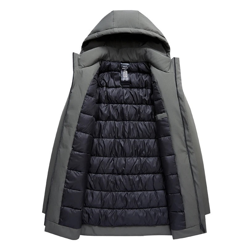 Herren Winterparka mit Kapuze, Gestepptem Futter und Frontreißverschluss 4