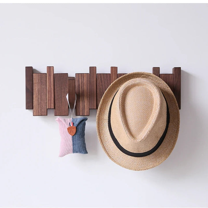 Hölzernes Klavierzugregal mit Mehreren Haken – Stilvolle Garderobe für Mäntel und Hüte, Platzsparendes Design aus Holz 2