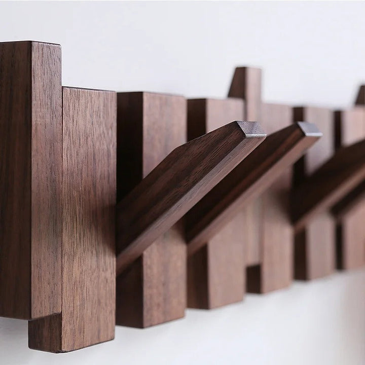 Hölzernes Klavierzugregal mit Mehreren Haken – Stilvolle Garderobe für Mäntel und Hüte, Platzsparendes Design aus Holz 5