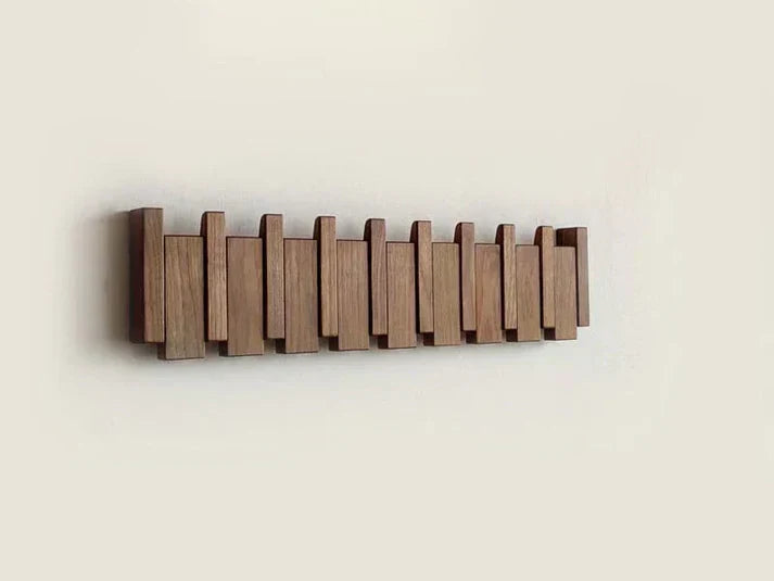 Hölzernes Klavierzugregal mit Mehreren Haken – Stilvolle Garderobe für Mäntel und Hüte, Platzsparendes Design aus Holz 7