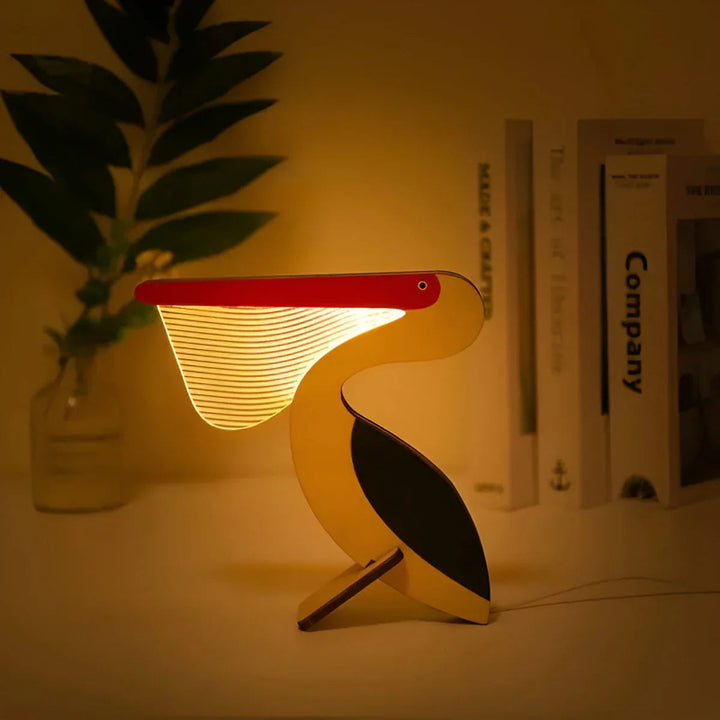 Holztischlampe mit Tiermotiven – USB-LED Nachttischlampe für Kinderzimmer, Sanftes Licht, Acryl und Holz, Touch-Schalter 4